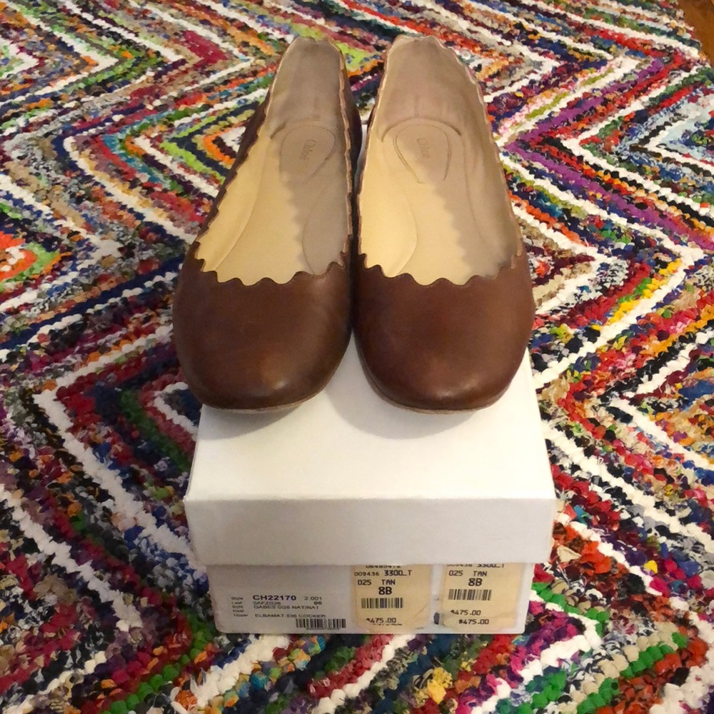 Chloe Lamb Ballet Flats - Brown